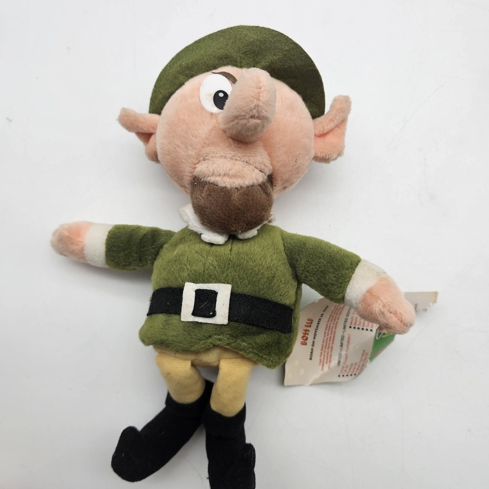 Vintage Stuffins‎ Rudolph Boss Elf Plush Stuffed Toy Small Green Christmas 1999